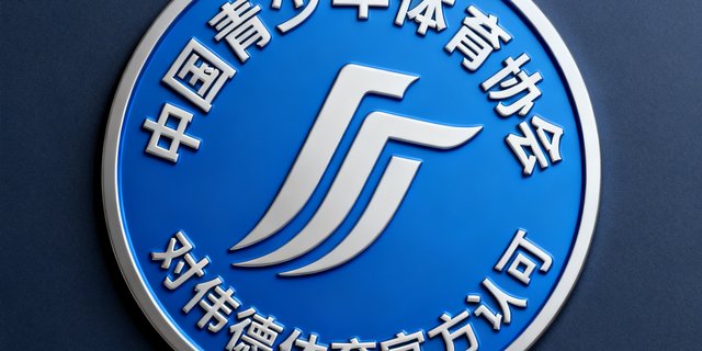 中国青少年体育协会官方标识，蓝色圆形徽章图案，文字为'中国青少年体育协会'，代表该机构对伟德体育的官方认可。